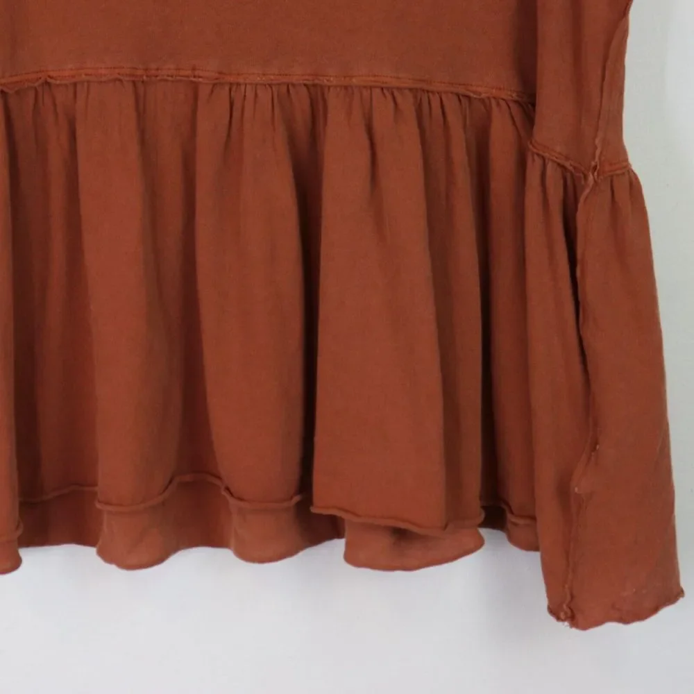 NWT Free People Anytime Cotton Peplum Hem Tank Taos Brown Burnt Orange Medium - Picture 7 of 8